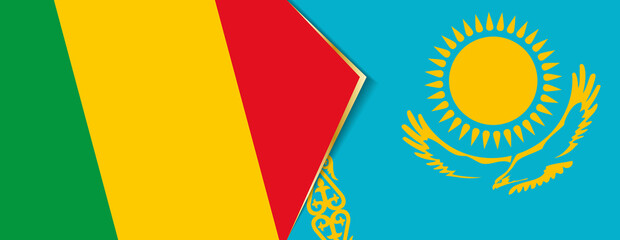 Mali and Kazakhstan flags, two vector flags.
