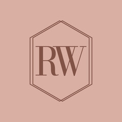 Simple Elegant Initial Letter Type RW Logo Sign Symbol Icon, Logo Design Template