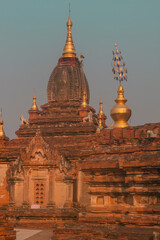Ancient temple archeology in Bagan after sunrise, Myanmar temples in the Bagan Archaeological Zone Pagodas and temples of Bagan world heritage site, Myanmar, Burmar.