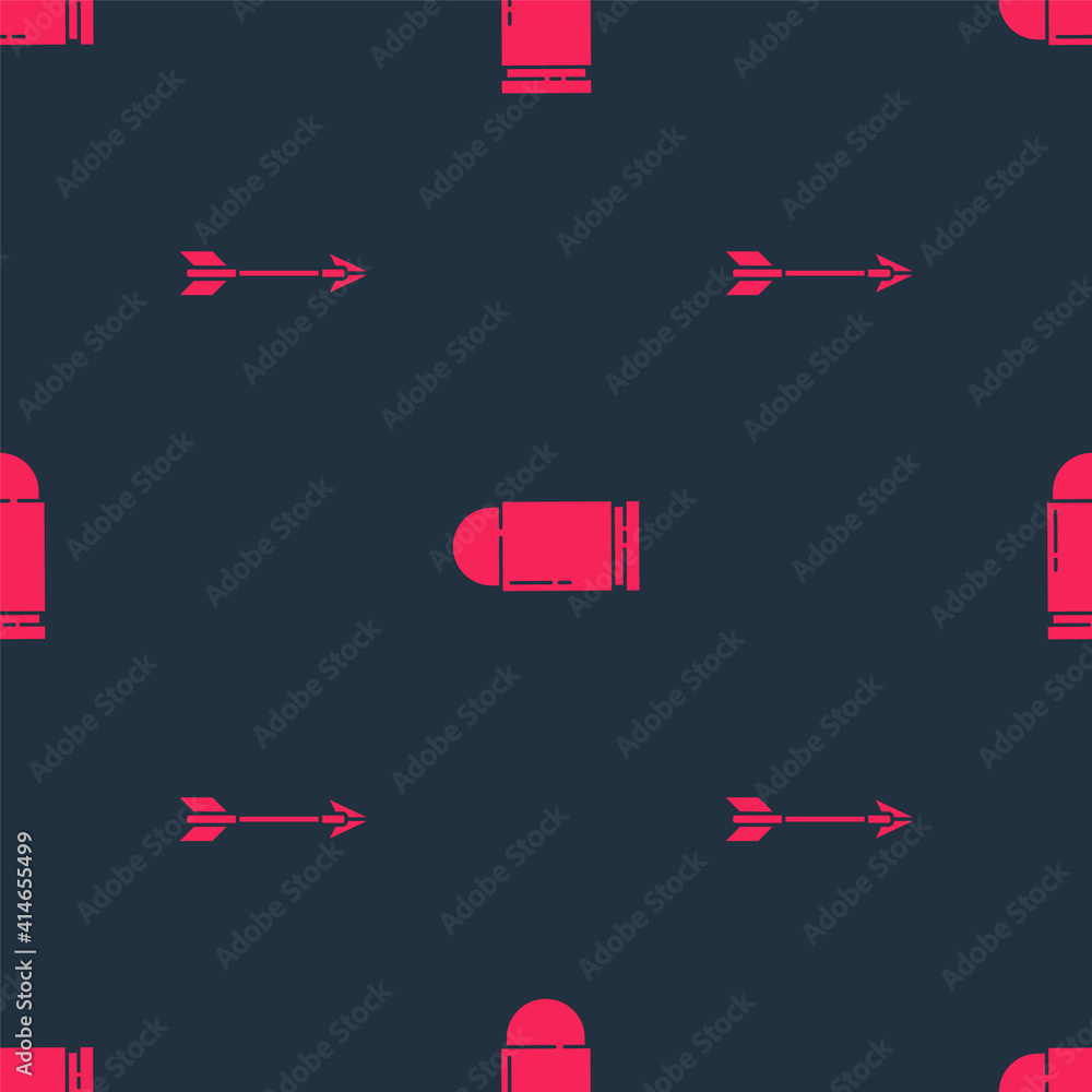 Poster set crossed arrows and bullet on seamless pattern. vector.
