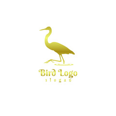 Pelican bird logo vector with modern gold design