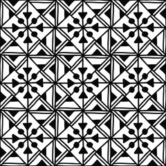 seamless mosaic drawn with abstract geometric figures on a white background for coloring, vector