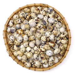 quail eggs on white background