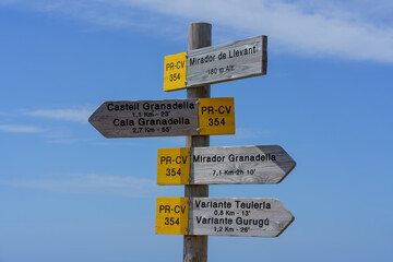 Jávea, Region of Valencia, Spain. Walking tours signs through the municipality of Jávea.