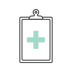Obraz premium Clipboard medical icon. Concept of health check up, health insurance, medical history. Vector illustration, flat design