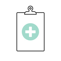 Clipboard medical icon. Concept of health check up, health insurance, medical history. Vector illustration, flat design