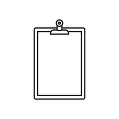 Clipboard icon. Black outline. Vector illustration, flat design