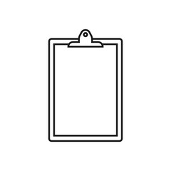 Clipboard icon. Black outline. Vector illustration, flat design