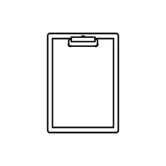 Clipboard icon. Black outline. Vector illustration, flat design