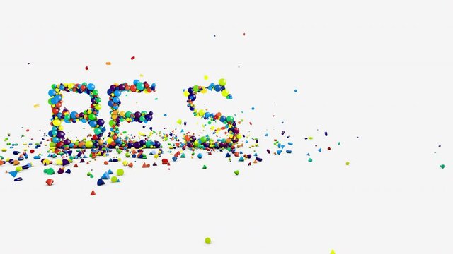 Motion graphics, 4k 3d animation. Fountain of toy blocks, be safe phrase construction