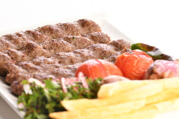 Kebab, traditional Turkish, Greek meat food, isolated on white background
