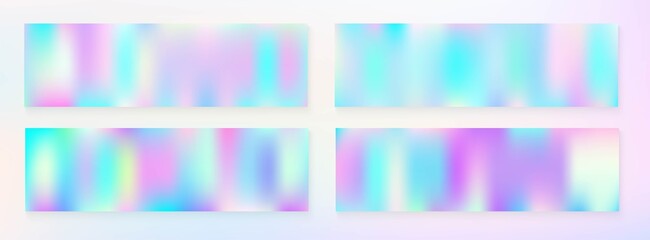 Holograph Trendy Banner. Rainbow Overlay Hologram Cover. Neon Paper