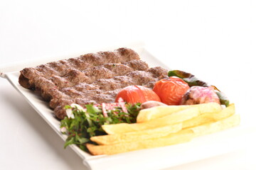 Kebab, traditional Turkish, Greek meat food, isolated on white background