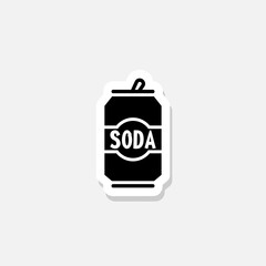 Soda can sticker icon isolated on white background