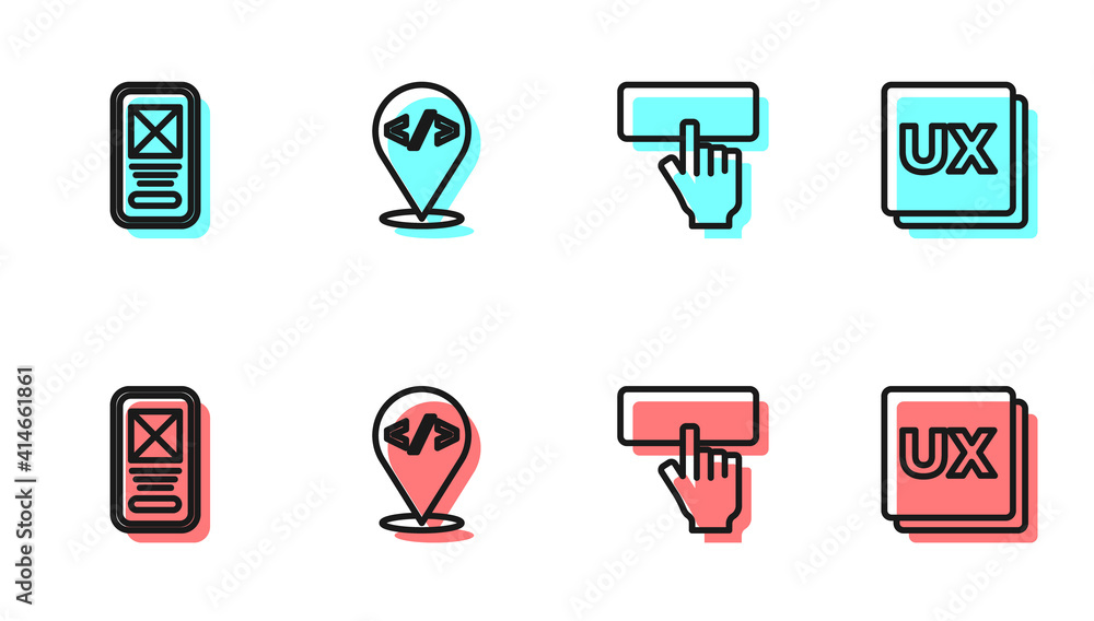Wall mural set line keyboard, ui or ux design, front end development and icon. vector.