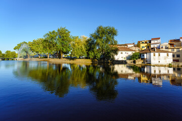 Fototapeta na wymiar Calm river park in Viseu, Portugal.