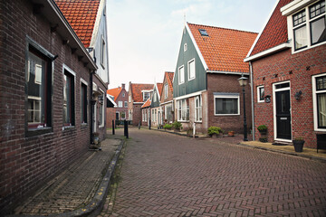 Streets of Volendam, a small village from Netherlands - obrazy, fototapety, plakaty