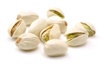 Pistachios on a white background