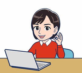 ノートパソコンと女性