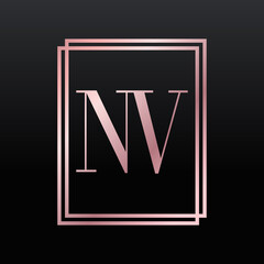 Simple Elegant Initial Letter Type NV Logo Sign Symbol Icon, Logo Design Template
