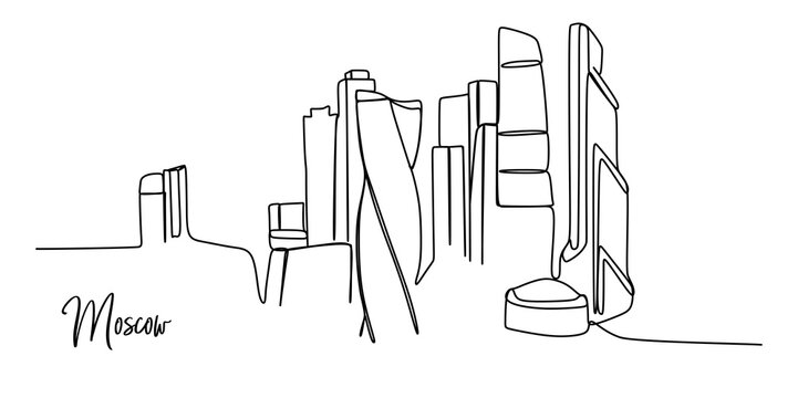 Moscow City skyline - Continuous one line drawing