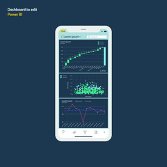 Template with graphs and diagrams. Data visualization dashboard on mobile. EPS10