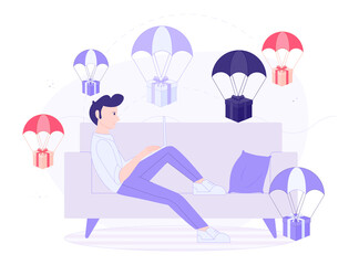 Online shopping design vector illustration cartoon flat design modern style 