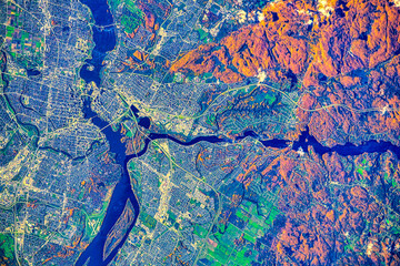 The 'Fall Rhapsody' in Ottawa city, Canada. Digital enhancement. Elements of this image furnished by NASA - obrazy, fototapety, plakaty