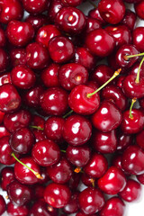 Bunch of sweet cherries. top view