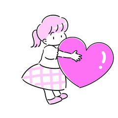 ピンクのハートを持った女の子