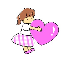 ピンクのハートを持った女の子