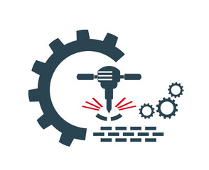 Vector illustration of the logo, a jackhammer icon for construction. An element of construction production.