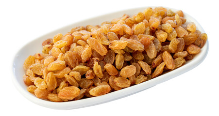 Raisins isolated on white background.