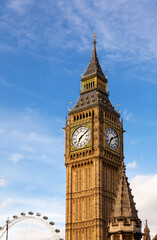 Fototapeta na wymiar Elizabeth Tower or Big Ben Houses of Parliament Westminster Palace London UK