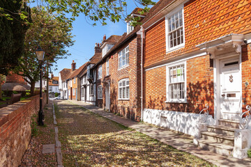 Fototapeta na wymiar Old town cobbled street in Rye East Sussex England UK
