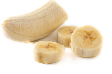 Banana slices isolated on white background	
