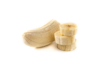 Banana slices isolated on white background	
