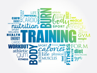 Fototapeta premium TRAINING word cloud, fitness, sport, health concept background