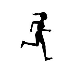 Fototapeta na wymiar black silhouette design with isolated white background of woman running