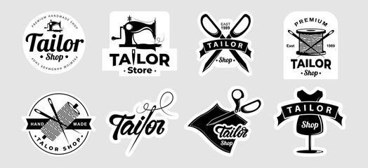 Obraz premium Tailor sticker big set. Patch. Vector illustration design.