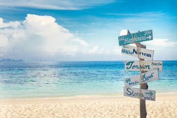 Signs on the beach , Maiton Phuket Thailand
