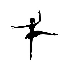 black silhouette design with isolated white background of woman ballet dancing