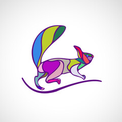 Abstract illustration of squirrel. Outline wavy squirrel vector