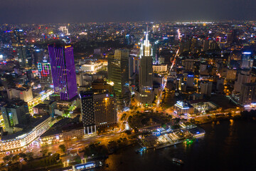 Fototapeta na wymiar Beautiful night city, cityscape of Ho Chi Minh city, Vietnam