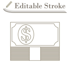Banknote On Top Of Money Stack Icon