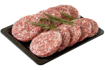 Raw Beef Burger Meatballs isolated on white background