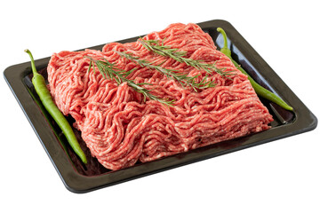 Raw Ground Beef in Fat isolated on white background