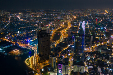 Obraz premium Beautiful night city, cityscape of Ho Chi Minh city, Vietnam
