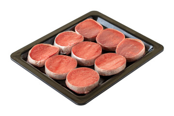 Raw lean beef isolated on white background