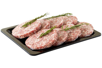 Raw Lamb burger meatballs isolated on white background